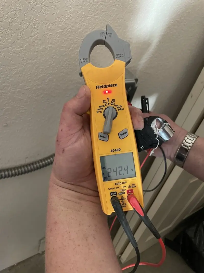 Voltage testing with clamp meter during Generator Installation in South Bloomfield